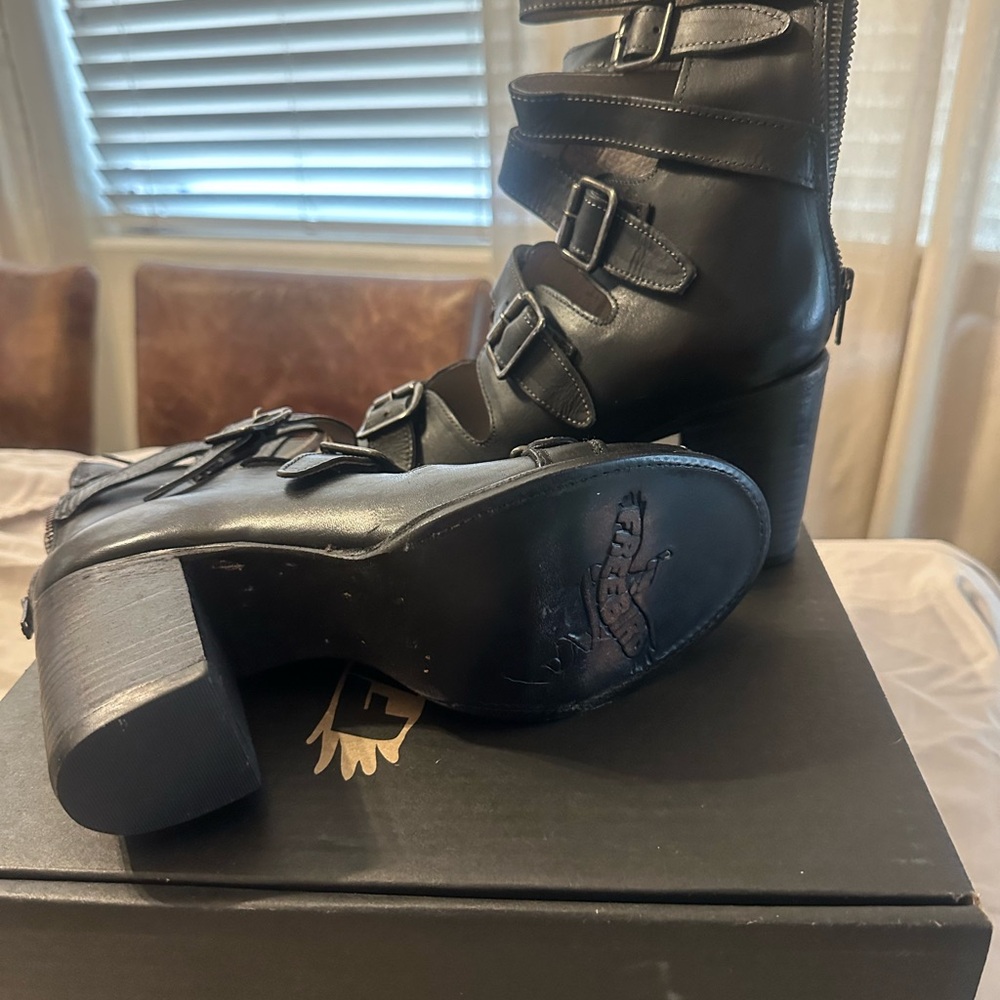 Freebird Black Ankle Boots with Buckle Straps - Picture 2 of 4